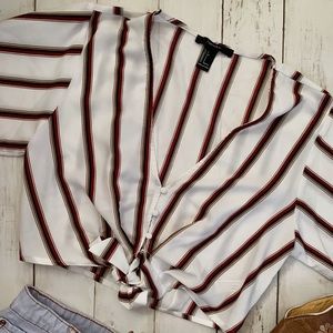 Striped Self-Tie Top